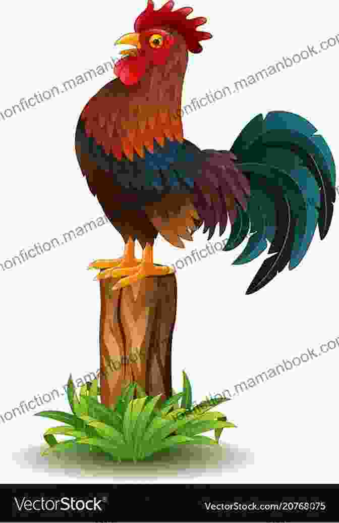 A Rooster Standing On A Tree Stump, Its Feathers Ruffled And Its Eyes Closed, As If In A Moment Of Transformation. The Voice Of The Rooster And The Lessons It Teaches